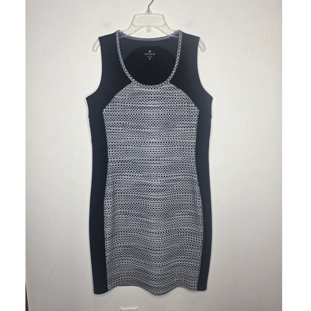 Athleta Fuse breathable black grey sleeveless scuba sheath dress - medium